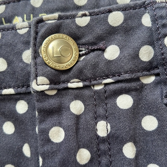 Lauren Conrad Blue and White Polka Dot Jean Shorts Frayed Hem 4 - Picture 7 of 12